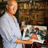 ...assieme alle foto di lui all�interno del museo